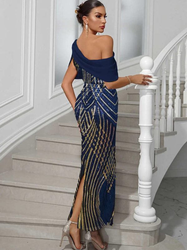 Elegant Chiffon Sequins Backless Long Maxi Dresses - Image 10