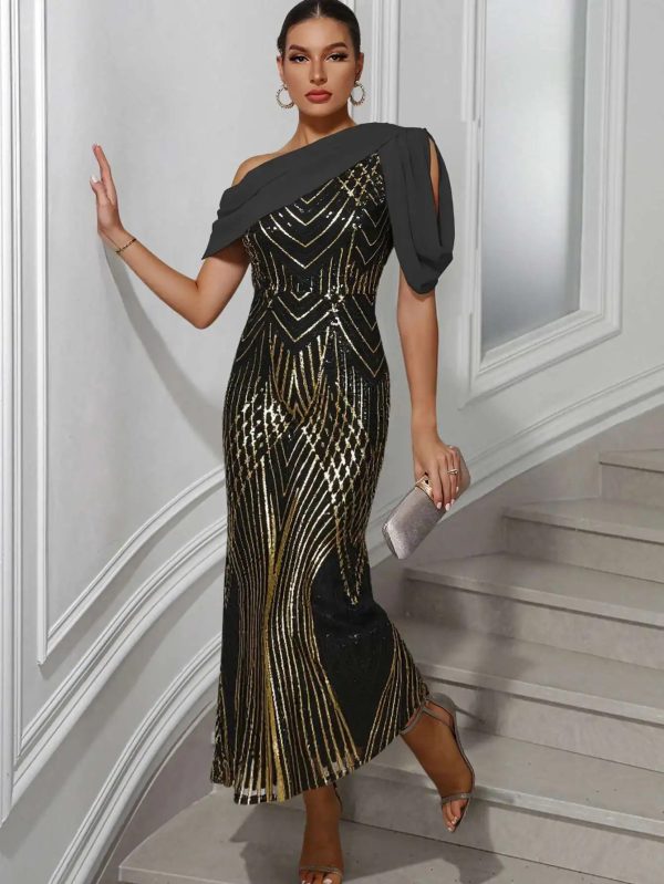 Elegant Chiffon Sequins Backless Long Maxi Dresses - Image 12