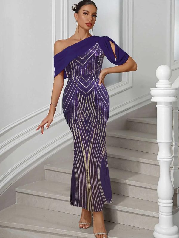 Elegant Chiffon Sequins Backless Long Maxi Dresses - Image 16