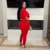 Elegant Hollow Pin Short Sleeve Crop Tops and Pencil Pants 2 Piece Set - Image 5