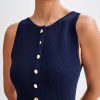 Elegant Knitted O Neck Sleeveless Single Breasted Fake Pockets Bodycon Dress - Image 6