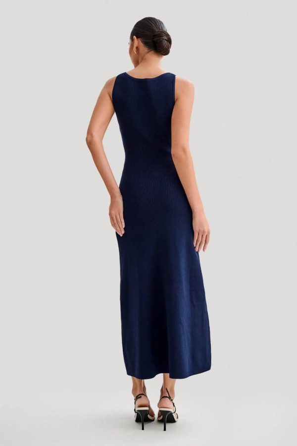 Elegant Knitted O Neck Sleeveless Single Breasted Fake Pockets Bodycon Dress - Image 7