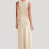 Elegant Knitted O Neck Sleeveless Single Breasted Fake Pockets Bodycon Dress - Image 3