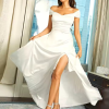 Elegant Off Shoulder Split  Floor Length Evening Gown - Image 6