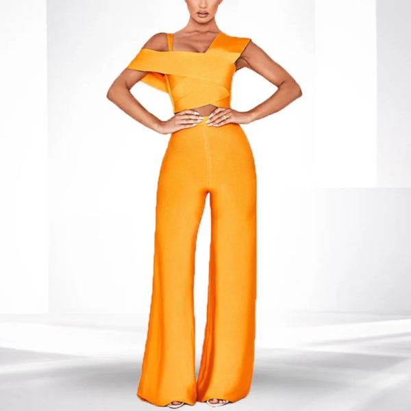 Elegant One Shoulder High Quality Two Piece Rompers Sets - Image 4