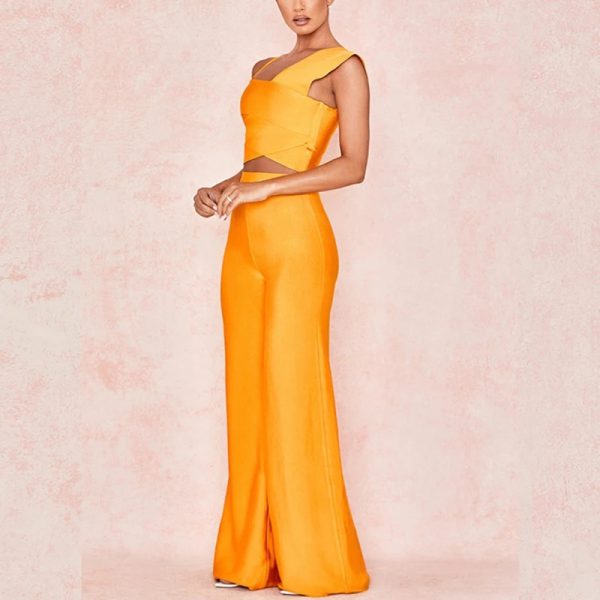 Elegant One Shoulder High Quality Two Piece Rompers Sets - Image 5