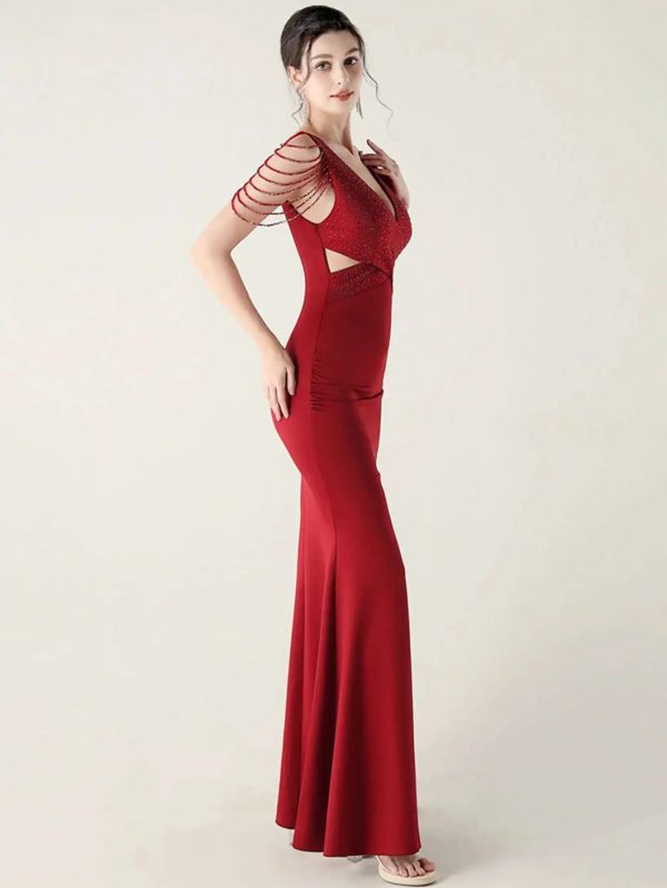 Elegant Rhinestone Backless Wedding Prom Dresses - Image 5