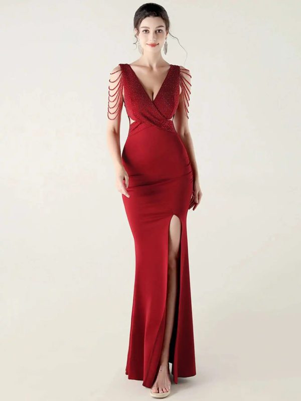 Elegant Rhinestone Backless Wedding Prom Dresses - Image 7