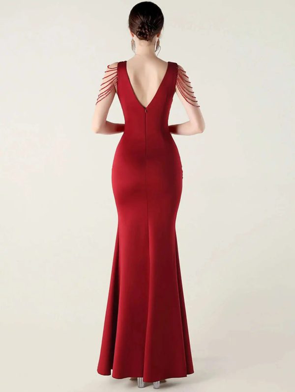 Elegant Rhinestone Backless Wedding Prom Dresses - Image 9