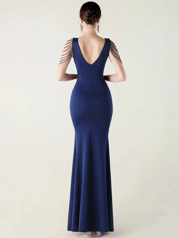 Elegant Rhinestone Backless Wedding Prom Dresses - Image 2