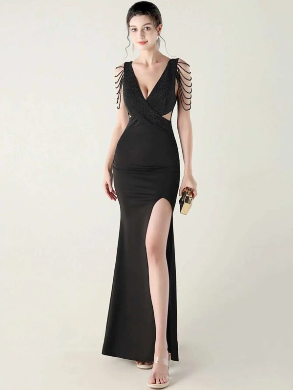 Elegant Rhinestone Backless Wedding Prom Dresses - Image 12