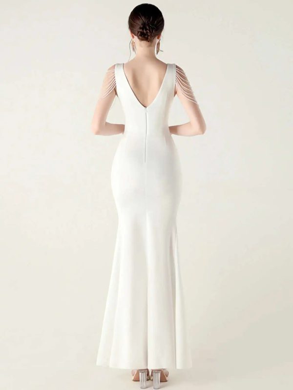 Elegant Rhinestone Backless Wedding Prom Dresses - Image 15