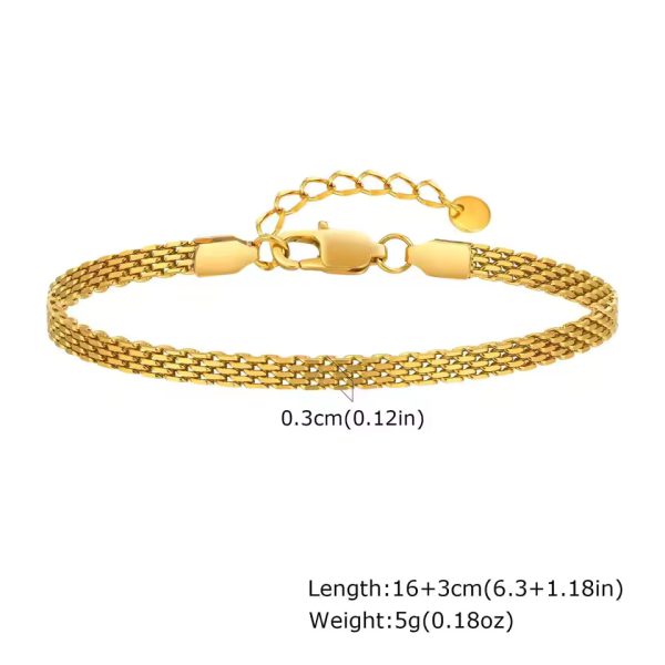 Gold Plated Mesh Link Stainless Steel Chain Bracelet