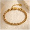 Gold Plated Mesh Link Stainless Steel Chain Bracelet - Image 3
