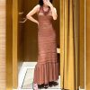 Hollow Out Ruffle Edge Crochet Knit High End Dress - Image 2