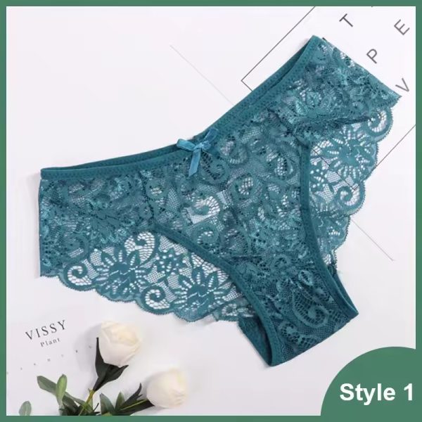 Hollow Out Transparent Low Waist Fancy Lace  Breathable Panties - Image 3