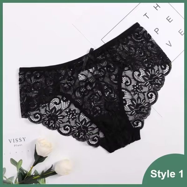 Hollow Out Transparent Low Waist Fancy Lace  Breathable Panties - Image 4