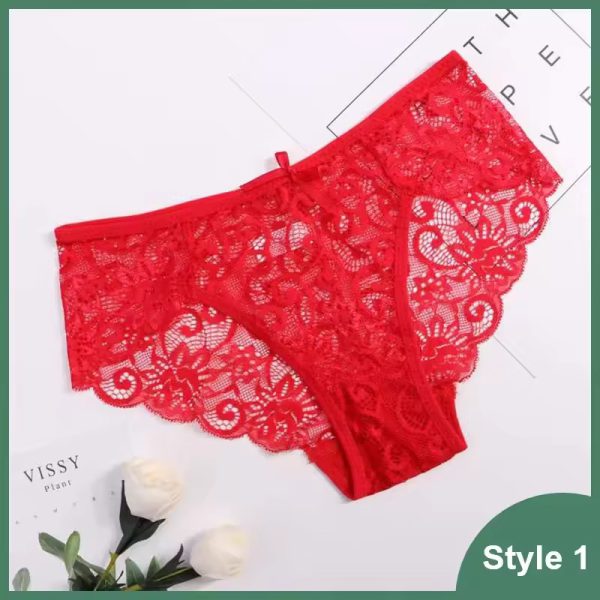 Hollow Out Transparent Low Waist Fancy Lace  Breathable Panties - Image 5