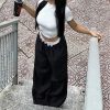 Korean Fashion Contrast Lace Stitching Wide Leg Baggy Pants - Image 2