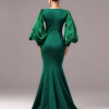 Lantern Sleeves Fashion Round Neck Mermaid High Quality Luxury Maxi Dresses - Image 5