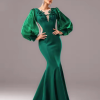 Lantern Sleeves Fashion Round Neck Mermaid High Quality Luxury Maxi Dresses - Image 4