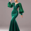 Lantern Sleeves Fashion Round Neck Mermaid High Quality Luxury Maxi Dresses