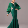 Lantern Sleeves Fashion Round Neck Mermaid High Quality Luxury Maxi Dresses - Image 3
