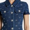Luxury Mini Diamond Denim Short Sleeved Skirt Dress - Image 6