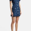 Luxury Mini Diamond Denim Short Sleeved Skirt Dress - Image 7