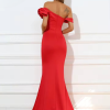 Luxury Off Shoulder Red Mermaid High Quality  Maxi Dress - Image 5