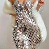 Luxury See Through Metal Sequin Mini Dress - Image 8