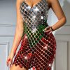Luxury See Through Metal Sequin Mini Dress - Image 5