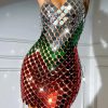 Luxury See Through Metal Sequin Mini Dress