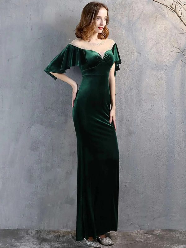 Luxury Velvet See Through Mesh Maxi Long Dresses - Image 7