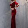Luxury Velvet See Through Mesh Maxi Long Dresses - Image 14