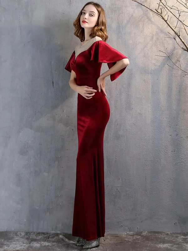 Luxury Velvet See Through Mesh Maxi Long Dresses - Image 14