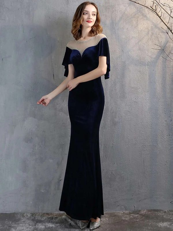 Luxury Velvet See Through Mesh Maxi Long Dresses - Image 21