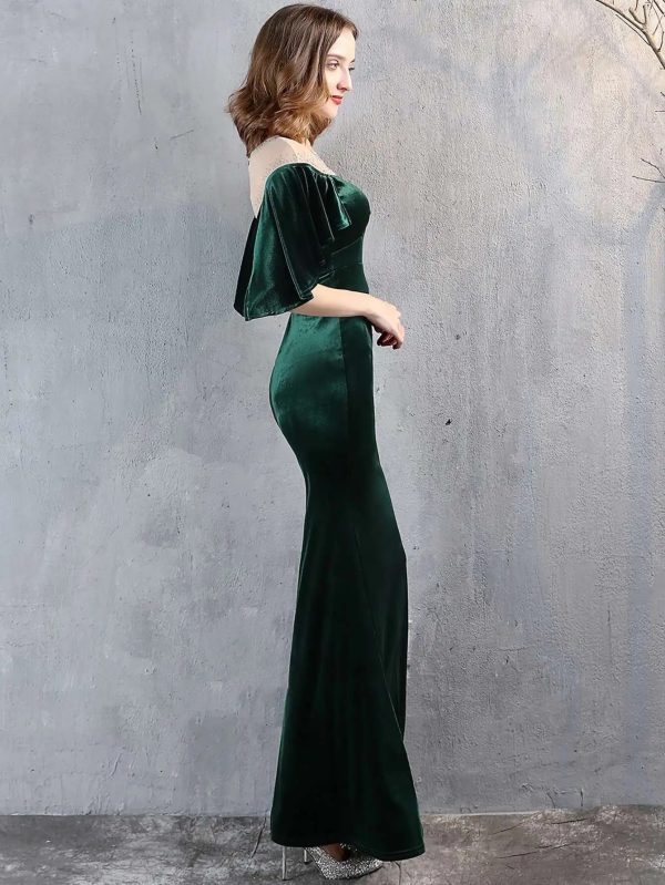 Luxury Velvet See Through Mesh Maxi Long Dresses - Image 9
