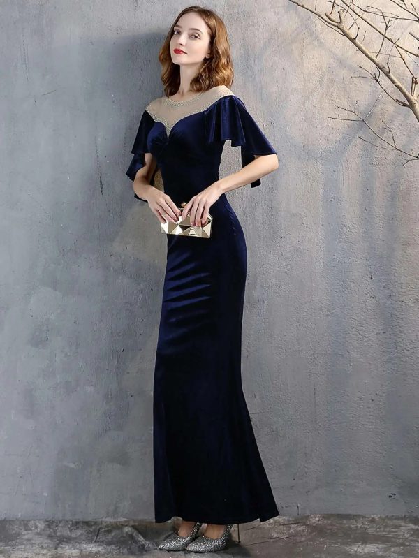 Luxury Velvet See Through Mesh Maxi Long Dresses - Image 22