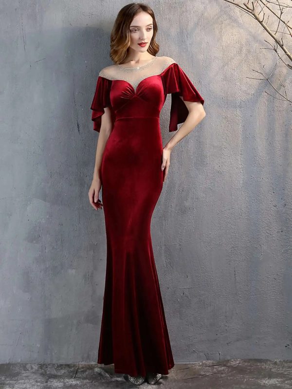 Luxury Velvet See Through Mesh Maxi Long Dresses - Image 16