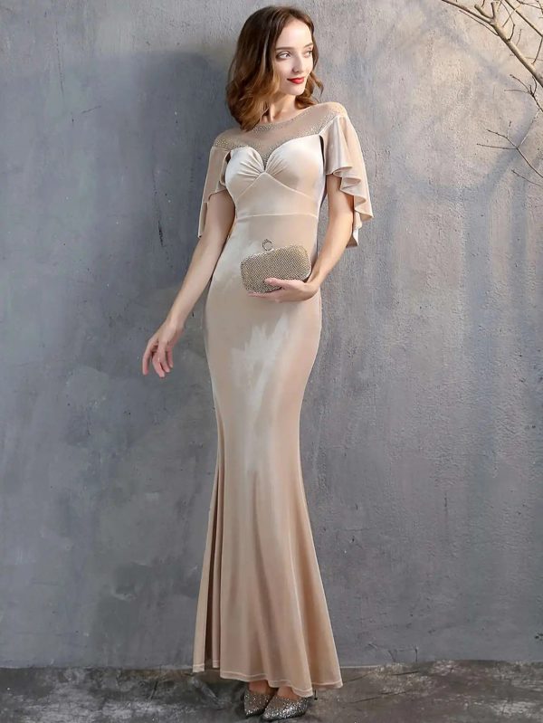 Luxury Velvet See Through Mesh Maxi Long Dresses - Image 27
