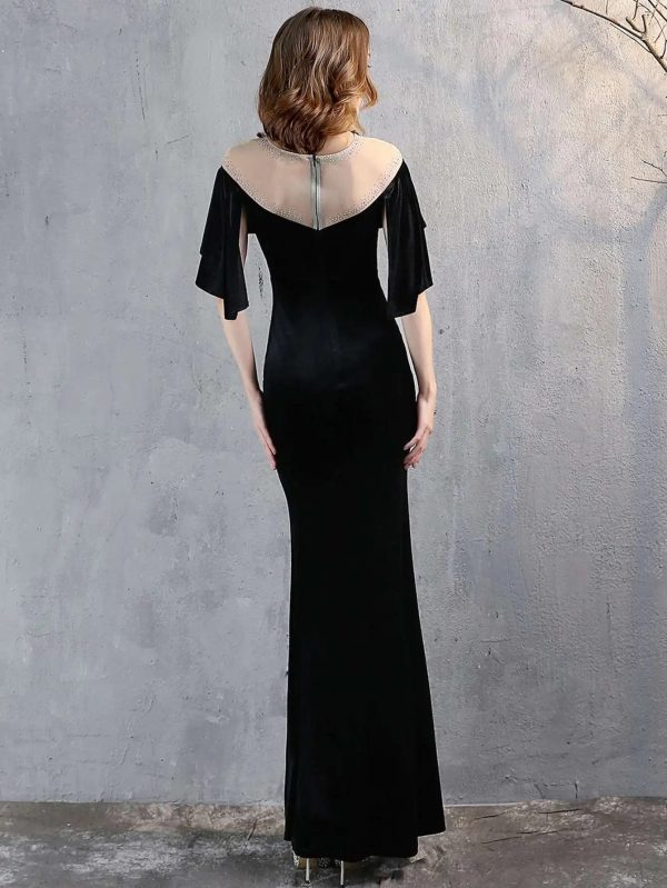 Luxury Velvet See Through Mesh Maxi Long Dresses - Image 24