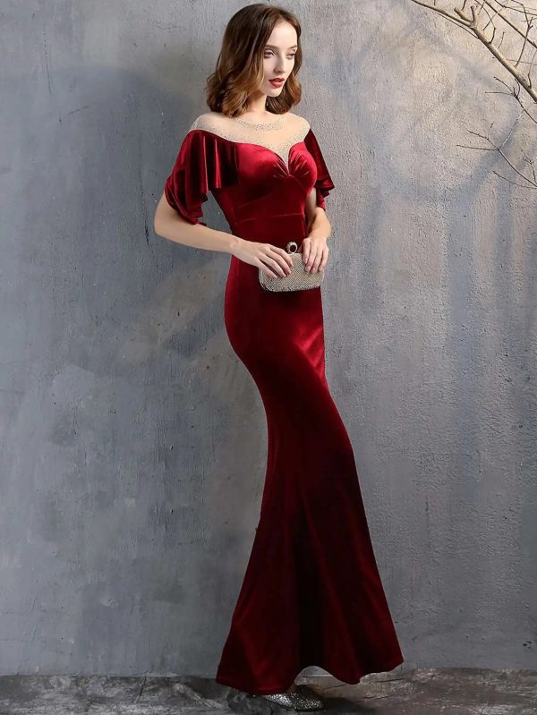 Luxury Velvet See Through Mesh Maxi Long Dresses - Image 17