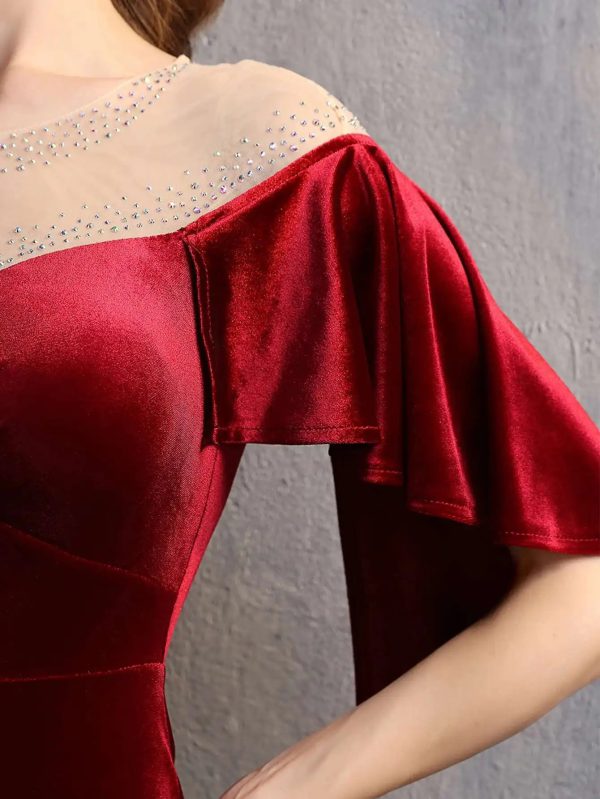Luxury Velvet See Through Mesh Maxi Long Dresses - Image 19