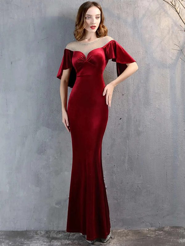 Luxury Velvet See Through Mesh Maxi Long Dresses - Image 18