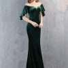 Luxury Velvet See Through Mesh Maxi Long Dresses - Image 8