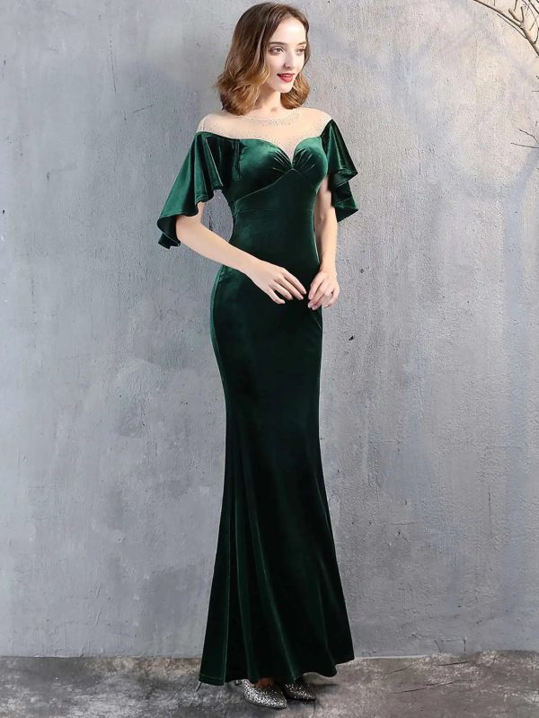 Luxury Velvet See Through Mesh Maxi Long Dresses - Image 8