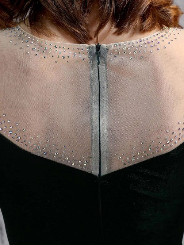 Luxury Velvet See Through Mesh Maxi Long Dresses - Image 11