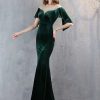 Luxury Velvet See Through Mesh Maxi Long Dresses - Image 2