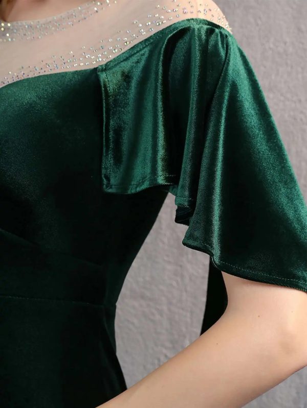Luxury Velvet See Through Mesh Maxi Long Dresses - Image 3